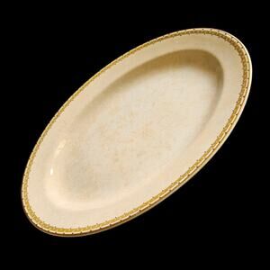 Vintage Cleveland China GHB Co Oval Platter Gold Greek Key Restaurantware